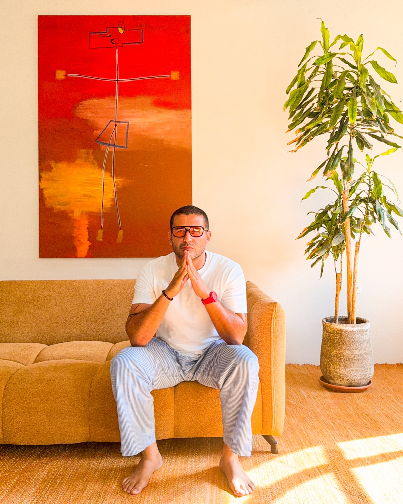 NICH, the artist, in the studio